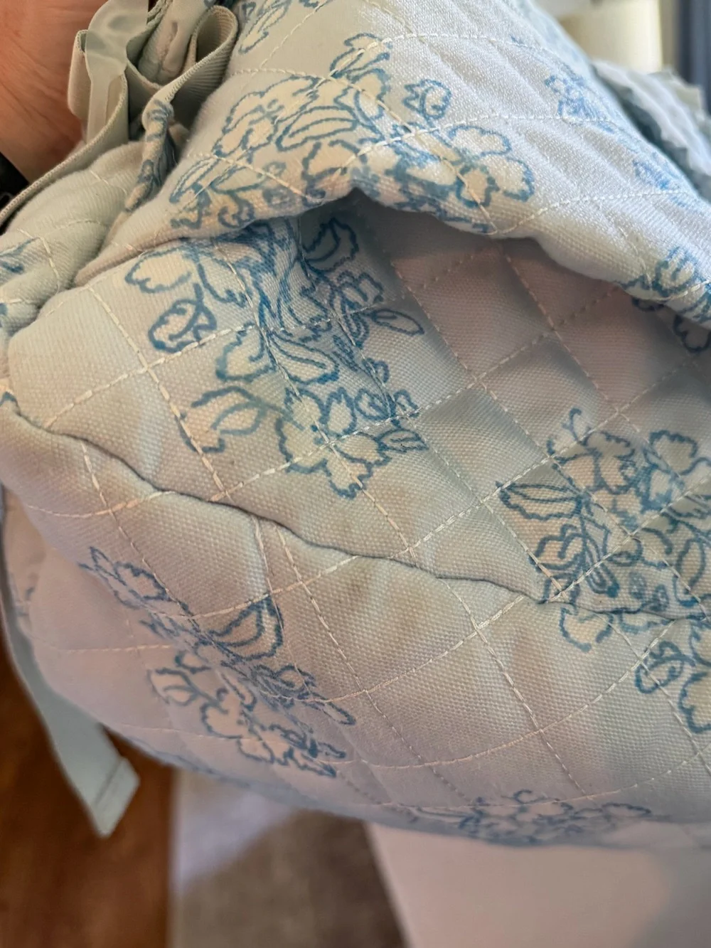 Sweet Honey Quilted Floral Ruffle Backpack Blue & White Kids School Travel Bag